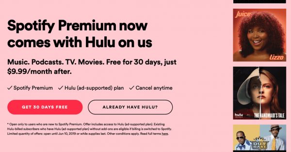 Free Spotify Premium With Hulu Sub